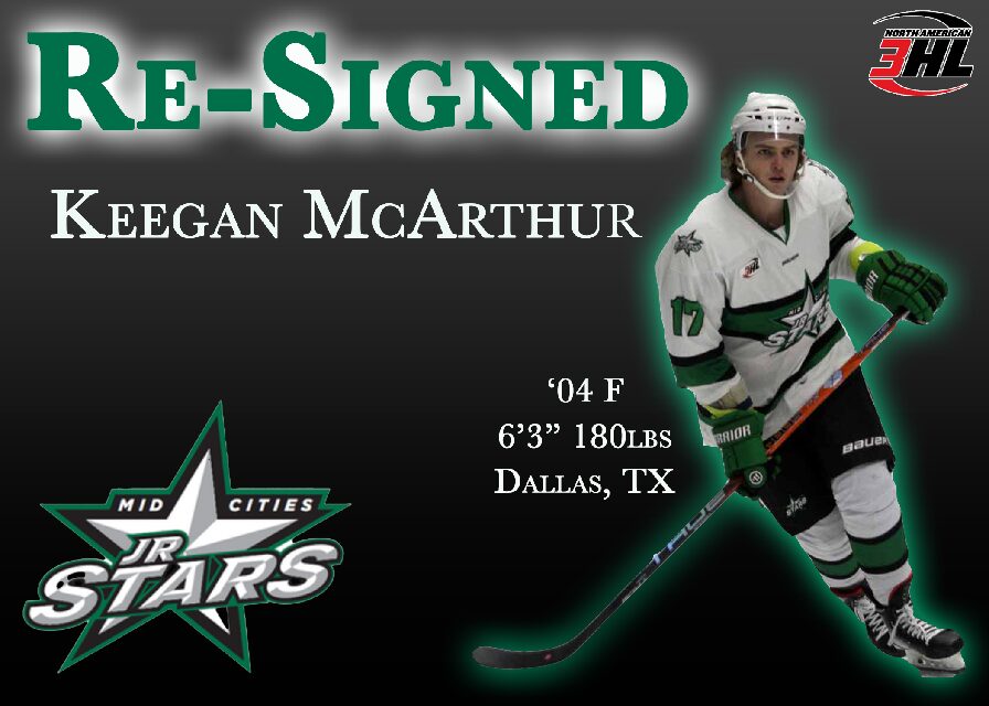 SIGNING ANNOUNCEMENT! Keegan McArthur is coming back to the Jr. Stars