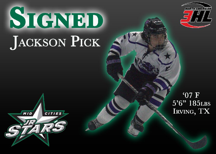 SIGNING ANNOUNCEMENT! Jackson Pick signs with the Mid Cities Jr. Stars