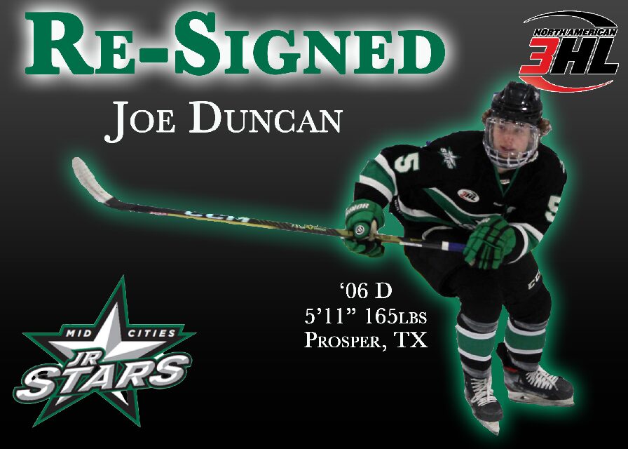 SIGNING ANNOUNCEMENT! Joe Duncan is coming back to the Mid Cities Jr. Stars