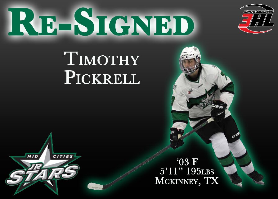SIGNING ANNOUNCEMENT! Mid Cities Jr. Stars Re-Sign Timothy Pickrell